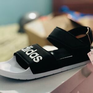 adidas Adilette Unisex Sandals - Black/White, Size 11 Men/12 Women